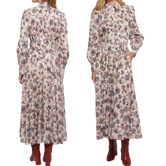 Derek Lam 10 Crosby Eleanor Gathered Floral-print Cotton Midi Shirt Dress - Picture 1 of 9
